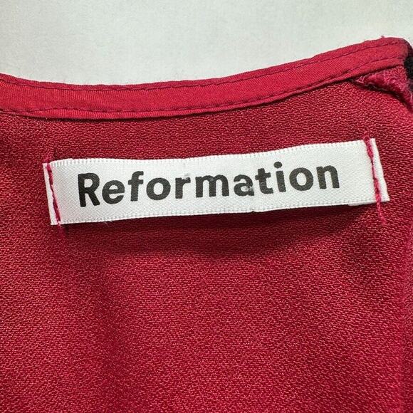 Reformation Celeste Dress Womens 4 Sheath Tulip Slit Midi Red Draped Glam City - Picture 10 of 12